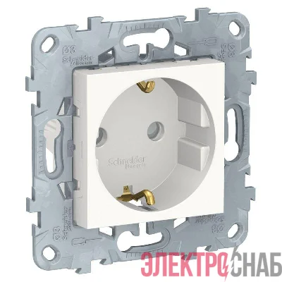 Механизм розетки UNICA NEW защ. шторки с заземл. винт. зажим 16А 250В бел. SchE NU503718