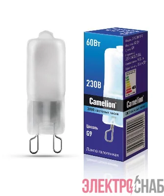 Лампа галогенная 60Вт капсульная матовая G9 3000К 240В Camelion 5557