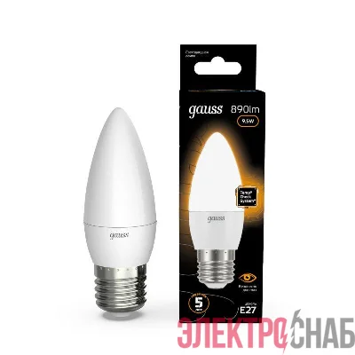 Лампа светодиодная Black 9.5Вт свеча 3000К тепл. бел. E27 890лм GAUSS 103102110