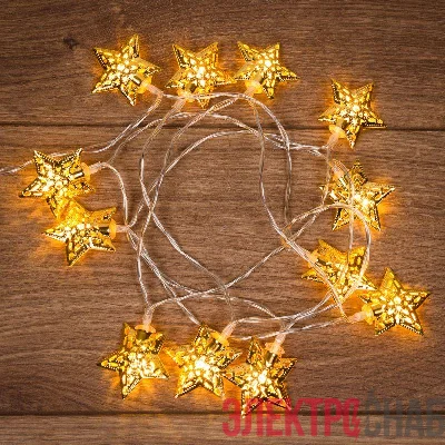 Гирлянда светодиодная "Звезды" 1.2м 12LED тепл. бел. 0.5Вт IP44 на солнечной батарее Neon-Night 303-070