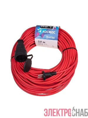 Удлинитель-шнур 1х50м 16А IP44 220В 3.5кВт ПВС 2х1.5 УХ16 Россия КОСМОС YSHKsm50m-1g(16A)S