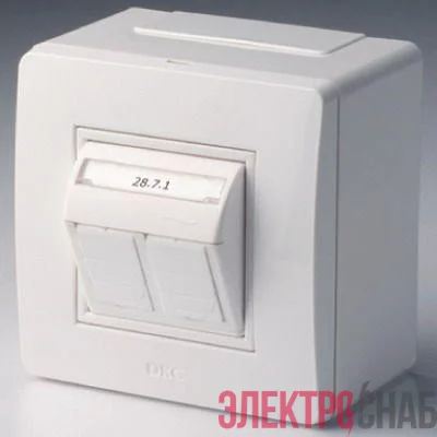 Коробка PDD-N60 с 2 розетками Brava RJ45 кат.5E (телефон/компьютер) бел. DKC 10656