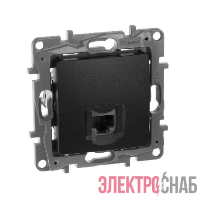 Розетка компьютерная 1-м СП Etika RJ45 кат.5E UTP механизм антрацит Leg 672641