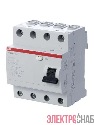 Выключатель дифференциального тока (УЗО) 4п 40А 30мА тип AC FH204 ABB 2CSF204004R1400