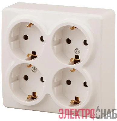 Розетка ОП 11-2211-02 4х2P+E Schuko защ. шторки 16АХ-250В Эксперт сл. кость ЭРА Б0020710