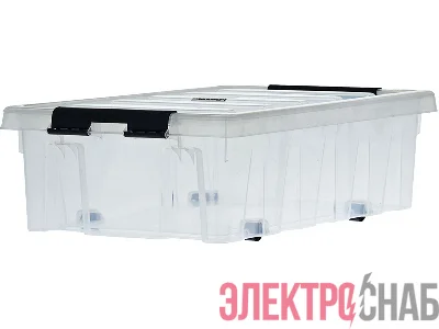 Ящик 580х390х180 мм с крышкой и клипсами, на роликах, прозрачный Rox Box 35 Rox Box 35