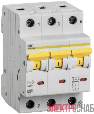 Выключатель автоматический модульный 3п D 20А 6кА ВА47-60M KARAT IEK MVA31-3-020-D