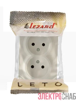 Розетка 2-м ОП LETO без заземл. закрытый корпус ПБТ крем LEZARD 752-0300-128B