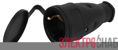Розетка RX10-B-IP44 16А IP44 прямая с заземл. каучук черн. ЭРА Б0055418