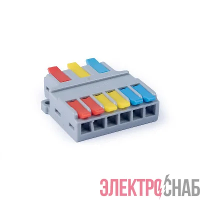 Клемма соединительная универсальная проходная 3-6 пол. с рычагом 0.08-6.0 MX-636 Cabeus 11469c