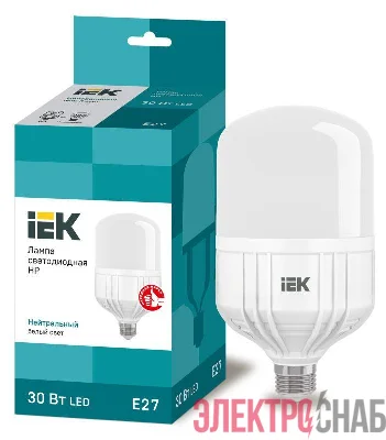 Лампа светодиодная HP 30Вт 4000К нейтр. бел. E27 230В IEK LLE-HP-30-230-40-E27