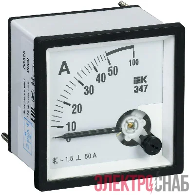 Амперметр Э47 96х96мм 50А кл. точн. 1.5 IEK IPA20-6-0050-E