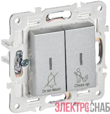 Выключатель 2-кл. SKANDY 10А SK-V16S для отелей с индикацией серебр. IEK SK-V20-2-10-K23