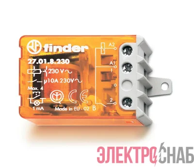 Реле шаговое электромеханич. 1NO 10А 2 состояния AgNi 230В AC монтаж в коробке фланец IP20 FINDER 270182300000
