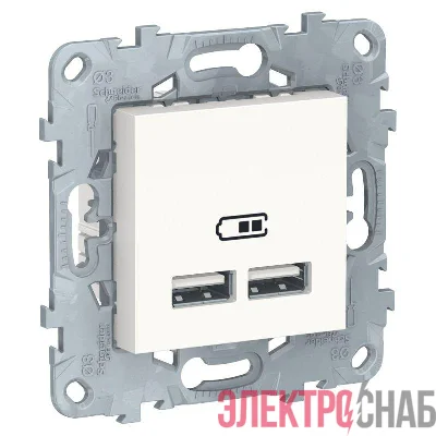 Механизм розетки USB 2-м UNICA NEW 5В/2100мА бел. SchE NU541818