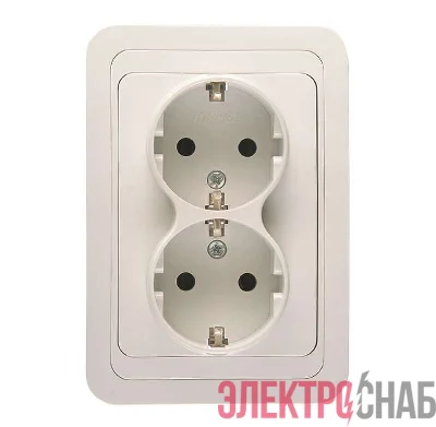 Розетка 2-м СП Mimoza 16А IP20 с заземл. бел./бел. Makel 12082