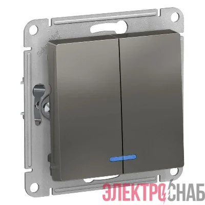 Выключатель 2-кл. СП AtlasDesign 10А IP20 (сх. 5а) 10AX с подсветкой механизм сталь SE ATN000953