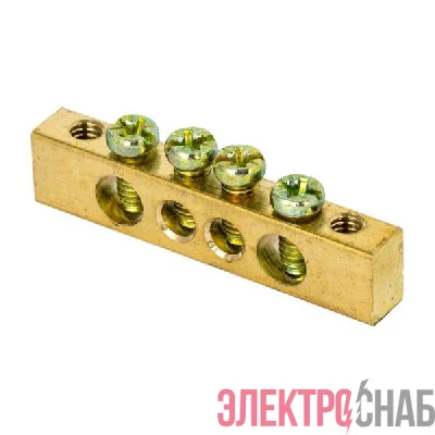 Шина PEN "ноль-земля" 8х12 4 отвер. латунь крепеж по краям PROxima EKF sn0-125-4-k