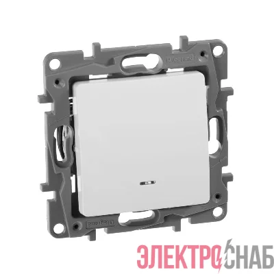 Переключатель 1-кл. СП Etika Plus 10А IP20 250В 10AX с подсветкой безвинтов. зажимы механизм бел. IEK 672215