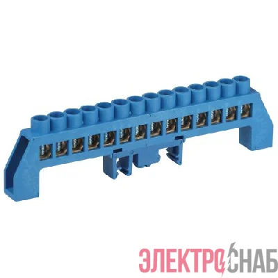 Шина N ноль в комбинированном изоляторе на DIN-рейку ШНИ-8х12-14-Д син. NO-224-113 Эра Б0062953