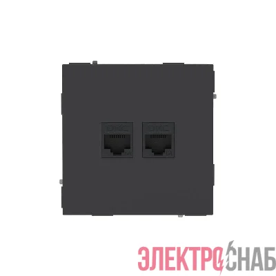 Розетка компьютерная 2-м KANT RJ45 кат.6A без шторки черн. уголь DKC 7012674