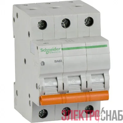 Выключатель автоматический модульный 3п C 63А 4.5кА ВА63 Домовой SchE 11229