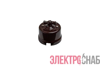 Выключатель поворотный 2-кл. ОП Лизетта 10А IP20 ретро 4 полож. ABS-пластик корич. Bironi B1-202-22