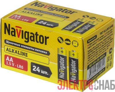 Элемент питания алкалиновый AA/LR6 14 060 NBT-NPE-LR6-BOX24 (уп.24шт) Navigator 14060