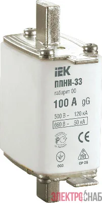 Вставка плавкая ППНИ-33 100А габарит 00 IEK DPP10-100