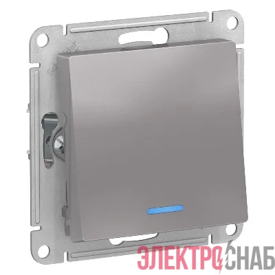 Переключатель проходной 1-кл. СП AtlasDesign 10А IP20 (сх. 6а) 10AX с подсветкой механизм алюм. SE ATN000363