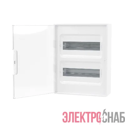 Щиток настенный Фрейм (FRAME) ЩРн-п-24 24мод. с прозр. дверцей с 4 шинами PEN (2шт на 8 отверст. и 2шт на 6 отверст.) бел. DKC F24W1WT