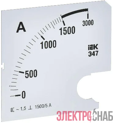 Шкала сменная для амперметра Э47 1500/5А-1.5 96х96мм IEK IPA20D-SC-1500