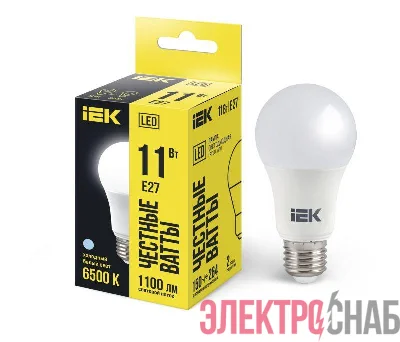 Лампа светодиодная A60 11Вт грушевидная 230В 6500К E27 IEK LLE-A60-11-230-65-E27