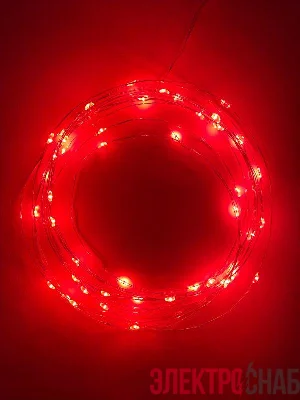 Гирлянда светодиодная "Нить" 5м 50LED красн. свет АА ЭРА Б0047963