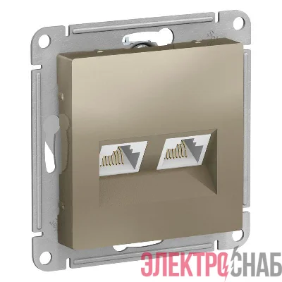 Механизм розетки компьютерной 2-м AtlasDesign RJ45 кат.5E шампань SchE ATN000585