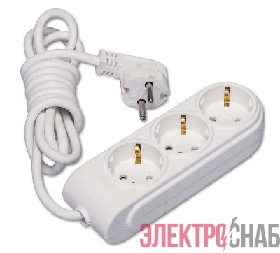 Удлинитель 3х2м с заземл. 16А IP20 ПВС 3х1.5 защ. шторки Makel N3210034
