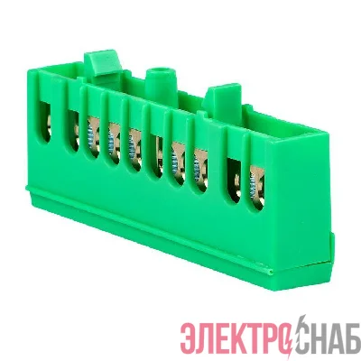 Шина нулевая PE 6х9 10 отвер. латунь зел. изолированный корпус на DIN-рейку PROxima EKF sn0-63-10-ig