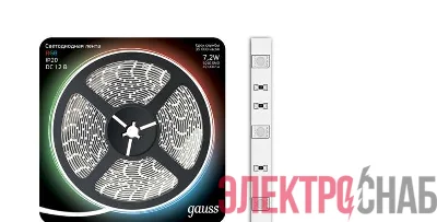 Лента светодиодная Black 5050-SMD 7.2Вт 12В DC RGB (блистер 5м) Gauss 312000407