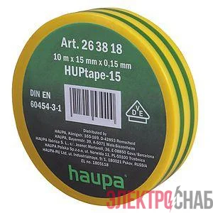 Изолента ПВХ 19мм (рул.20м) d74мм желто-зел. HAUPA 263860