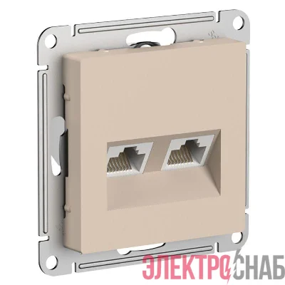 Розетка компьютерная 2-м AtlasDesign RJ45+RJ45 кат.5E механизм песочн. SE ATN001285