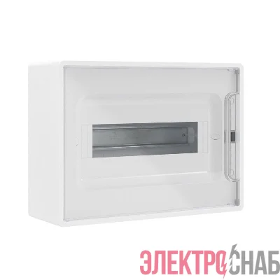 Щиток настенный Фрейм (FRAME) ЩРн-п-12 12мод. IP41 с прозр. дверцей с 2 шинами PEN на 8+6 отверст. бел. DKC F12W1WT