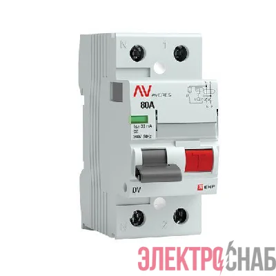 Выключатель дифференциального тока (УЗО) 2п 80А 30мА тип A DV AVERES EKF rccb-2-80-30-a-av