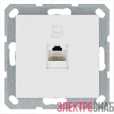 Розетка компьютерная 1-м RJ45 IP20 кат. 5E механизм бел. глянцевый Jasmart G6105W