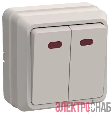 Выключатель 2-кл. ОП Октава 10А IP20 ВС20-2-1-ОКм с индикацией крем. GENERICA EVO21-K33-10-DC