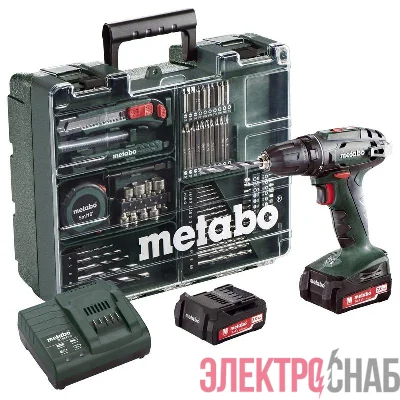 Винтоверт аккумуляторный BS 18 2х2.0Ач LiIon с набором оснастки Metabo 602207880