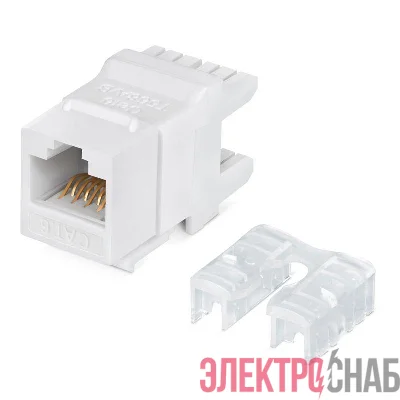 Модуль Keystone Jack RJ-45(8P8C) UTP неэкранир. кат.6 тип 180град. бел. PRO Rexant 02-0250