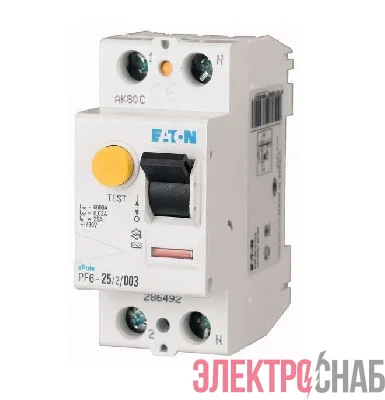 Выключатель дифференциального тока (УЗО) 2п 16А 30мА тип AC PF6-16/2/003 EATON 119429