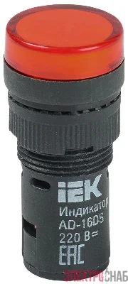 Лампа светосигнальная AD16DS d16мм 230В AC красн. KARAT IEK BLS10-ADDS-230-K04-16