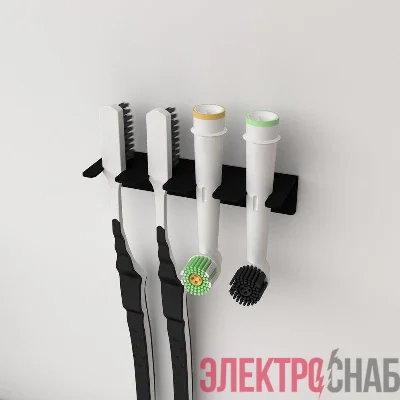 Держатель для хранения зубных щеток и насадок монтаж без сверления черн. Rexant 38-0695