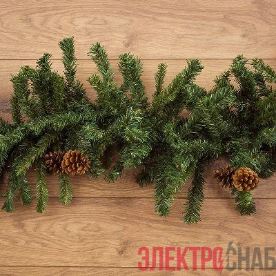 Гирлянда "Еловый шлейф с шишками" 2.7м d36см IP44 300 веток с шишками объем 36см Neon-Night 307-221